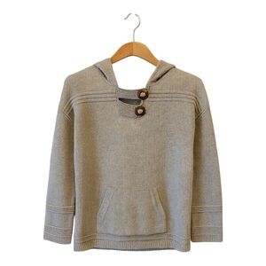 Soft Surroundings Button Neck Hooded Sweater Heather Grey Size M EUC